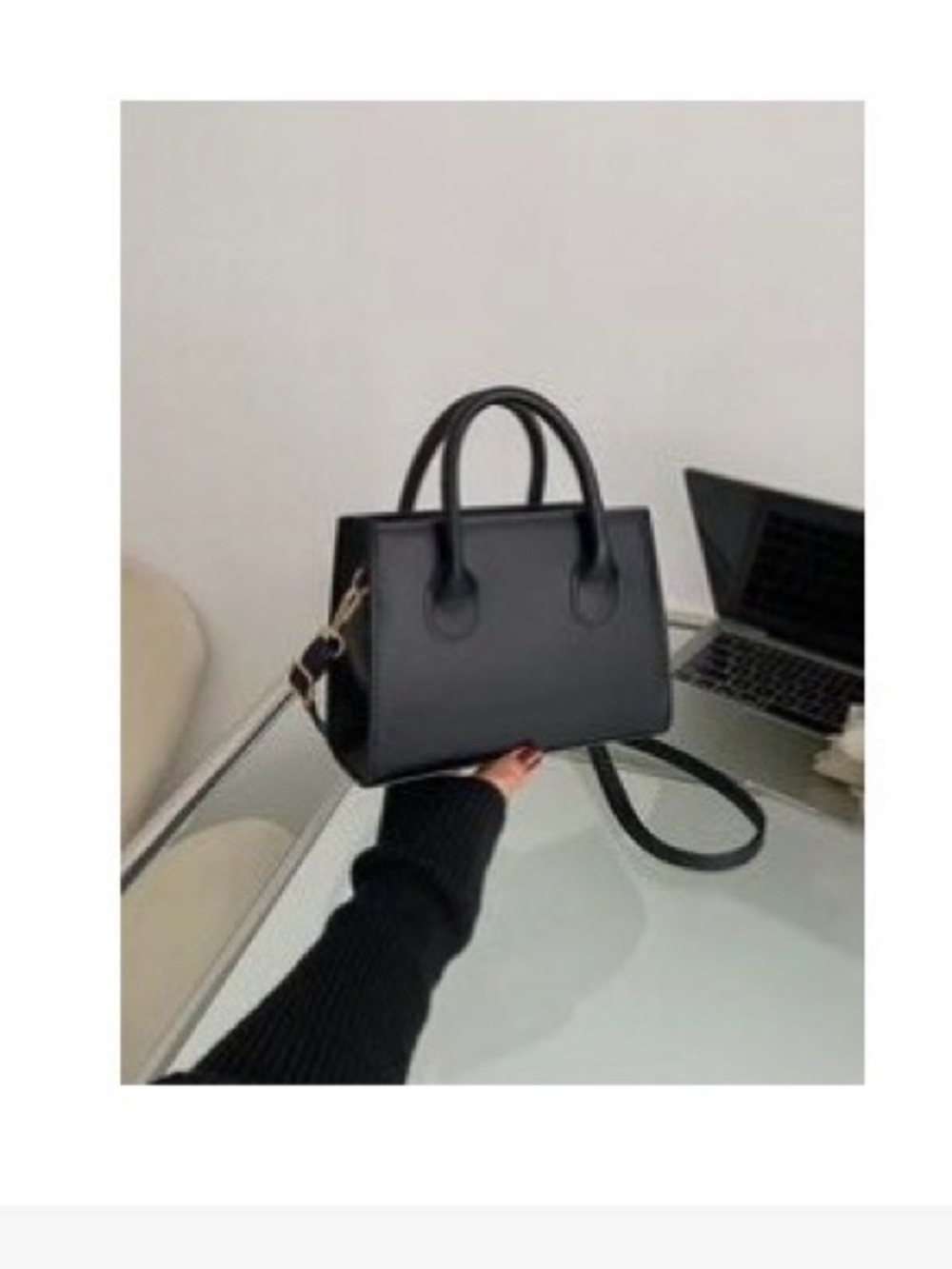 Classic Black Structured Satchel Bag - Unbranded